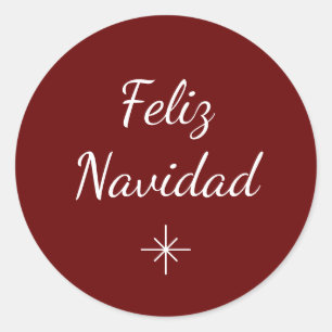 Festive Snowflake Christmas Holiday Simple Red  Classic Round Sticker