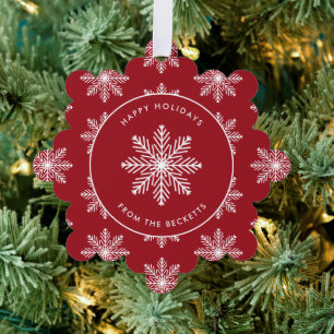 Festive Snowflake Christmas Photo Tree Decoration Card