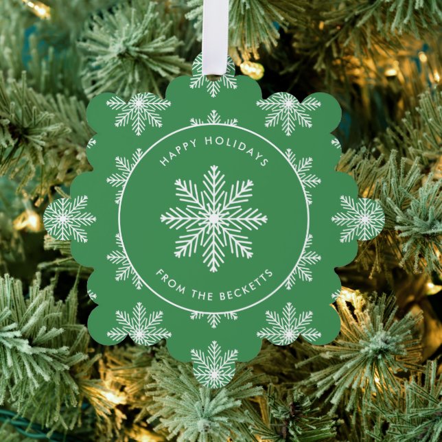 Festive Snowflake Christmas Photo Tree Decoration Card (Insitu (Tree))