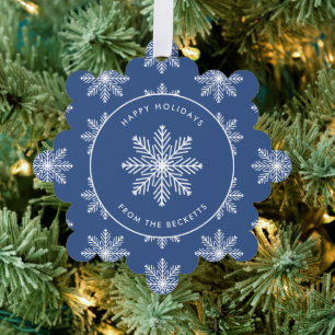 Festive Snowflake Christmas Photo Tree Decoration Card