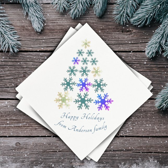 Festive Snowflake Christmas Tree Family Holiday Napkin (Creator Uploaded)