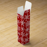 Festive Snowflake Red  Wine Box<br><div class="desc">A pretty festive snowflake  and stars designed pattern  with backgrounds of red. A Lovely box for bottles of wine or bubble for xmas gifts / presemts for employees,  teachers family and friends .</div>