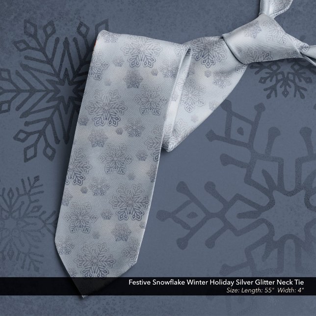 Festive Snowflake Winter Holiday Silver Glitter Tie (Festive Snowflake Winter Holiday Silver Glitter Neck Tie)