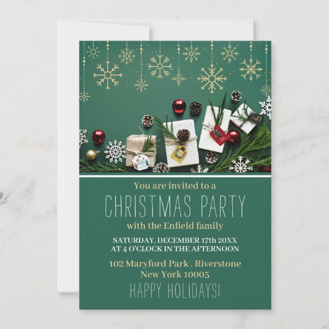 Festive Snowflakes, Christmas Party Invite (Front)