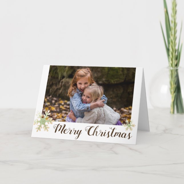 Festive Snowflakes Merry Christmas Holiday Photo (Front)