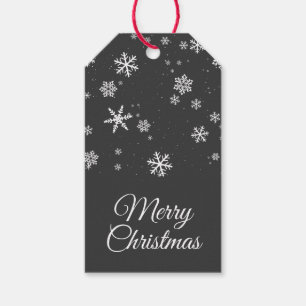 Festive Snowflakes Message Grey Christmas Holiday Gift Tags