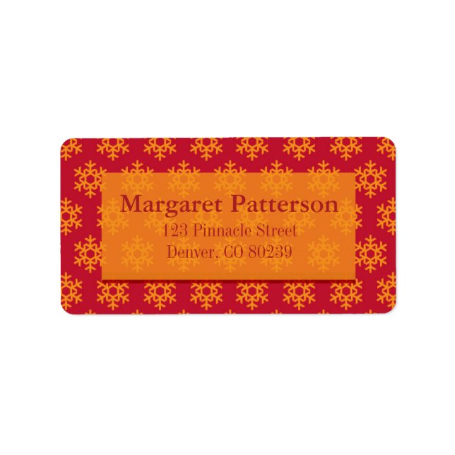 Festive Snowflakes - Red and Orange Label (Front)