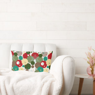 Festive Snowflakes, Stars & Holiday Branches Lumbar Cushion