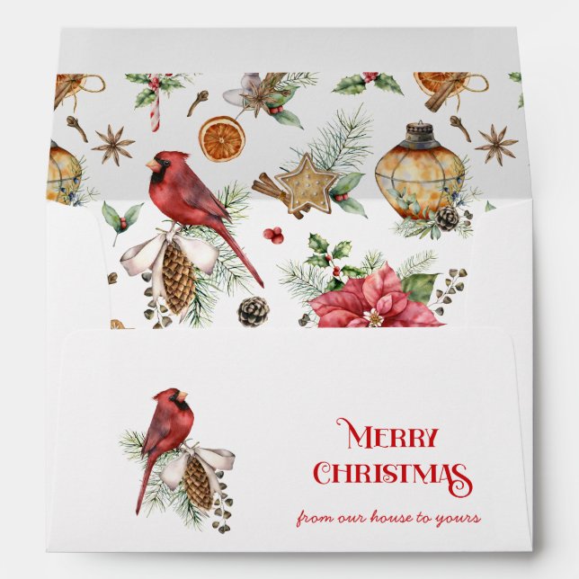 Festive Snowflakes Wrapped Gift Christmas |  Envelope (Back (Bottom))