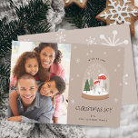 Festive Snowglobe Photo Christmas Joy Holiday Card<br><div class="desc">Festive line art of snowglobe with falling snow,  trees and mushrooms. Festive font "Christmas Joy" and your favourite photo.</div>