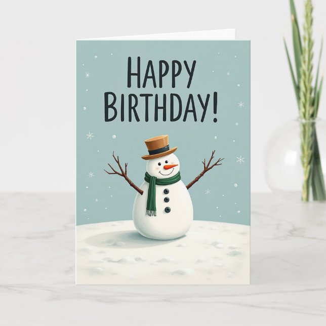 Festive Snowman Birthday Card (Front)