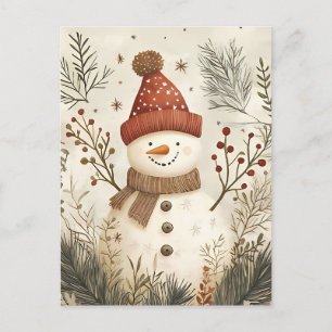 Festive Snowman Christmas Greeting Postcard