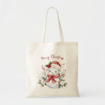 Festive Snowman Christmas Tote Bag