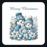 Festive snowman customisable Merry Christmas Square Sticker<br><div class="desc">Festive snowman customisable Merry Christmas Square Sticker</div>