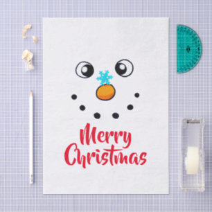 Festive Snowman Face Merry Christmas Tissue Paper