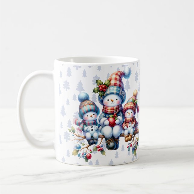 Festive Snowman Family – Christmas Mug Design (Left)