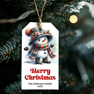 Festive Snowman Kids Gift Tag Editable Christmas 