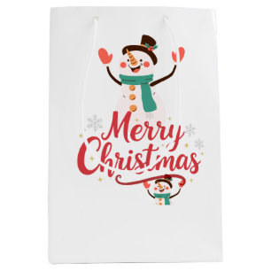 Festive Snowman Merry Christmas Lip Balm Medium Gift Bag