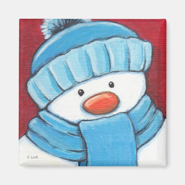 Festive Snowman Refrigerator Magnet (Front)
