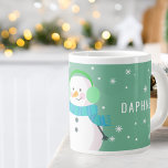 Festive Snowman Snowflake Christmas Personalised Large Coffee Mug<br><div class="desc">Beautifully design mug features a snowman with snowflakes with your name or someone special. Makes a great gift or stocking stuffer. Email me @ JMR_Designs@yahoo.com if you need assistance or have any special requests.</div>