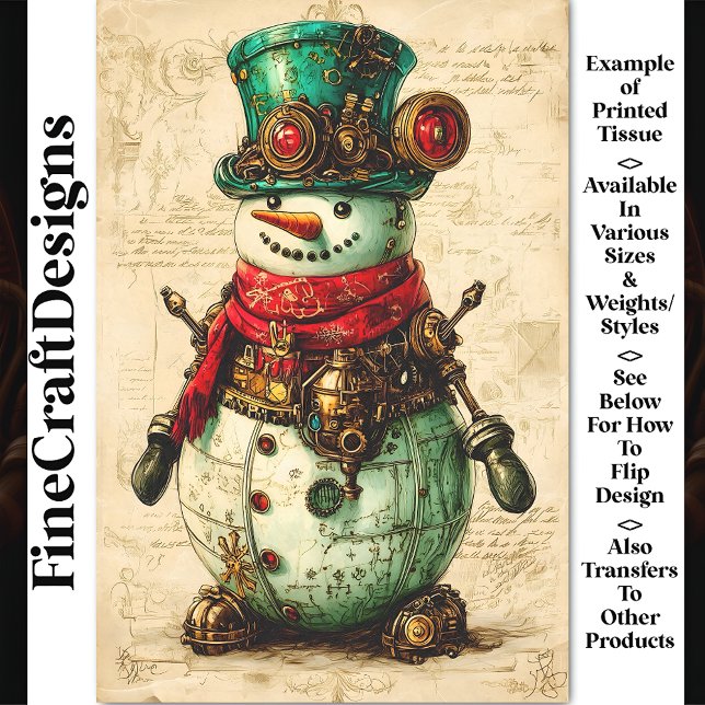Festive Snowman Steampunk Vibe BL1 Decoupage Tissue Paper (Creator Uploaded)