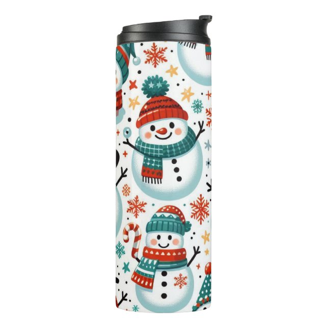 Festive Snowman Themed with Colourful Winter Desig Thermal Tumbler (Rotated Left)