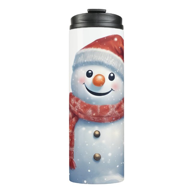 Festive Snowman Thermal Tumbler - Perfect for Chri (Front)