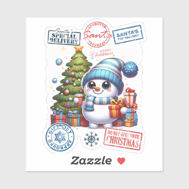 Festive Snowman With Gifts Near a Christmas Tree (Sheet)