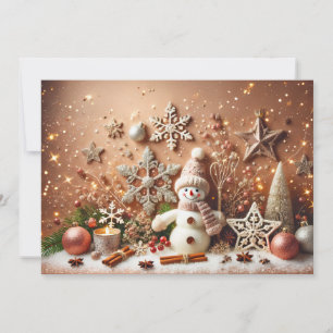 Festive Snowman with Glittery Christmas Stars Invitation