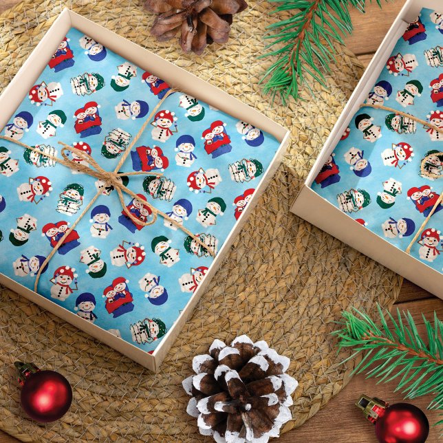 Festive Snowmen Watercolor Christmas Pattern Tissue Paper (Creator Uploaded)