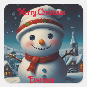 Festive Snowmen Winter Joy Square Sticker