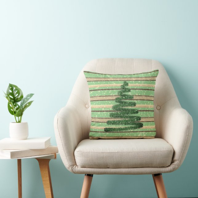 Festive Snowy Christmas Tree  Cushion (Chair)