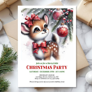 Festive snowy forest baby deer Christmas invites