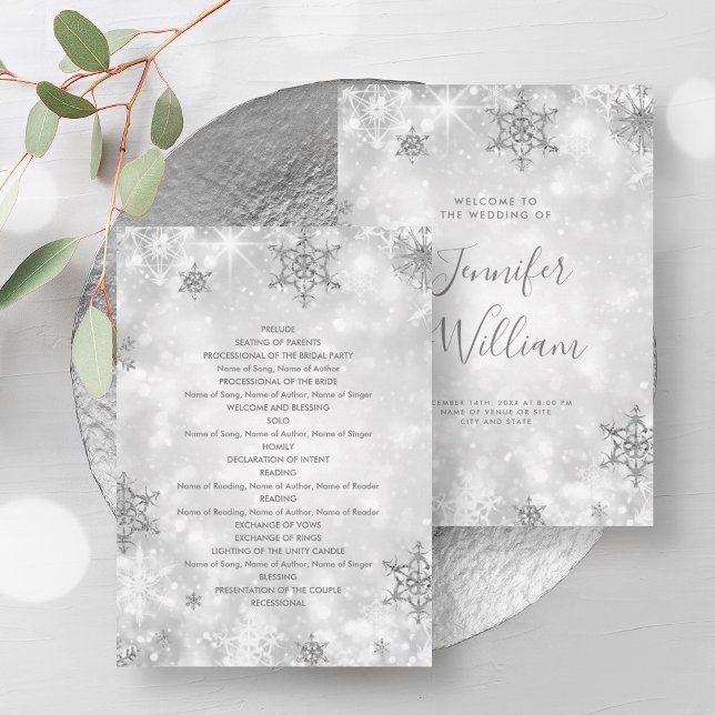 Festive Sparkle Silver Winter Wedding Program (Festive Sparkle Silver Winter Wedding Program)