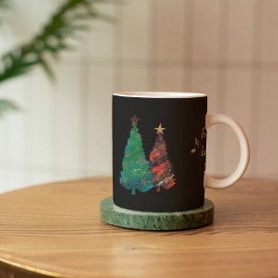 Festive Sparkly Watercolor Christmas Trees Coffee Mug