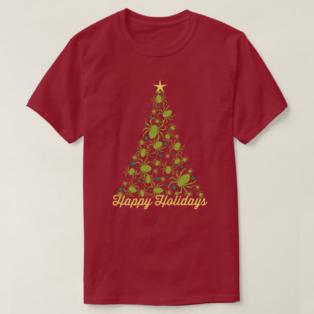 Festive Spider Holiday Tree T-Shirt (Design Front)