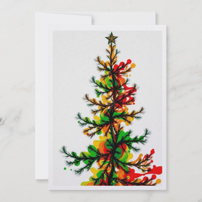  Festive Splash Christmas Tree Holiday Card (Front)