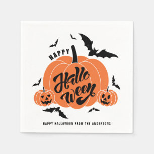 Festive Spooky Pumpkins Halloween Party Napkin