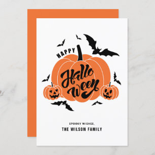Festive Spooky Pumpkins Happy Halloween Holiday Card