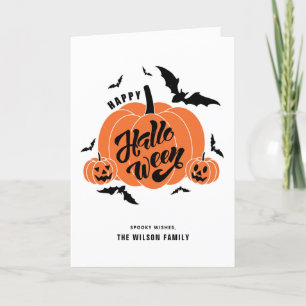 Festive Spooky Pumpkins Happy Halloween Holiday Card