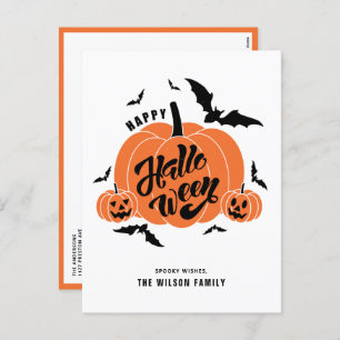 Festive Spooky Pumpkins Happy Halloween Holiday Postcard