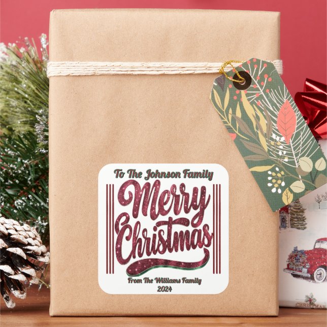 Festive Square Sticker for Christmas (Holiday)