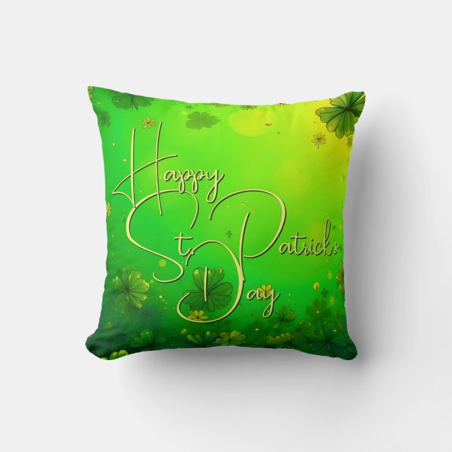 Festive St. Patrick’s Day Greetings Cushion (Front)