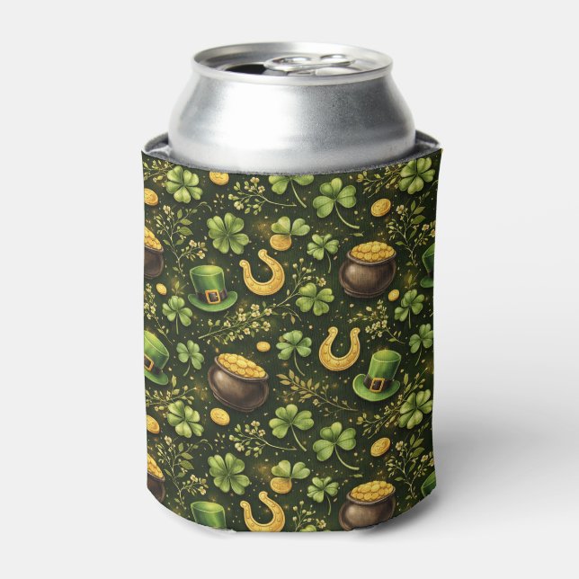 Festive St. Patrick’s Day Pattern  Can Cooler (Can Front)
