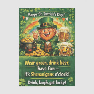Festive St. Patrick's Day Leprechaun Greeting Tissue Paper