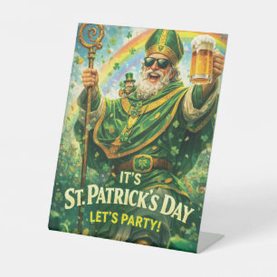Festive St. Patrick's Day Party Illustration Pedestal Sign
