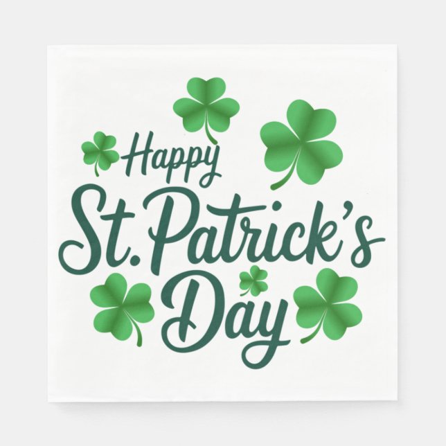 Festive St. Patrick's Day with Shamrock Border Napkin (Front)