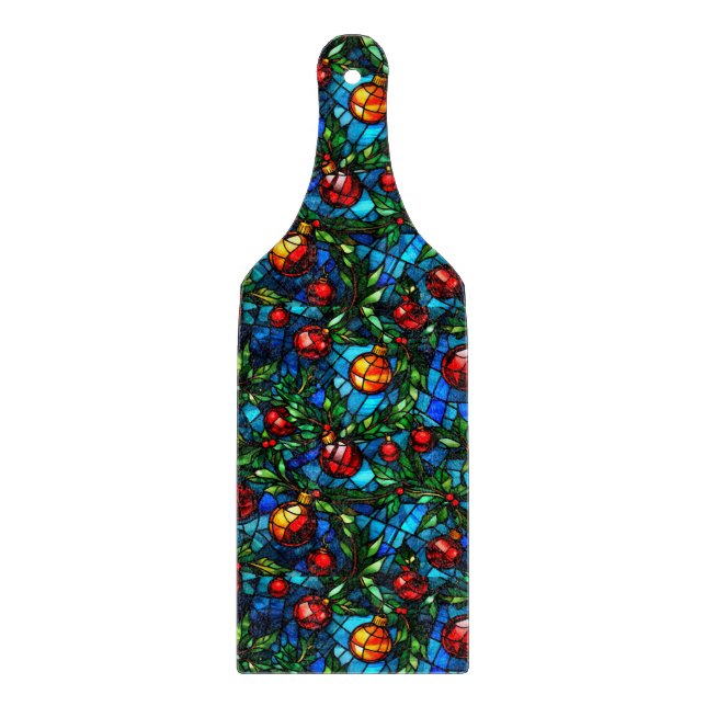 Festive Stain Glass Window Patterned Kitchen / Bar Cutting Board (Front)