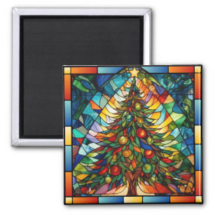 Festive Stained Glass Christmas Magnet