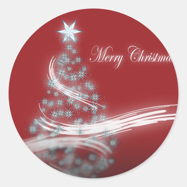 Festive Star Chic Christmas Evergreen Classic Round Sticker (Front)
